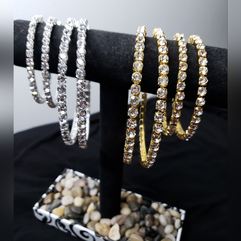7cm Silver Plated hoop earrings